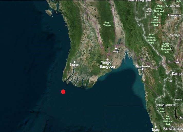 Location of Alguada Reef off of Cape Negrais